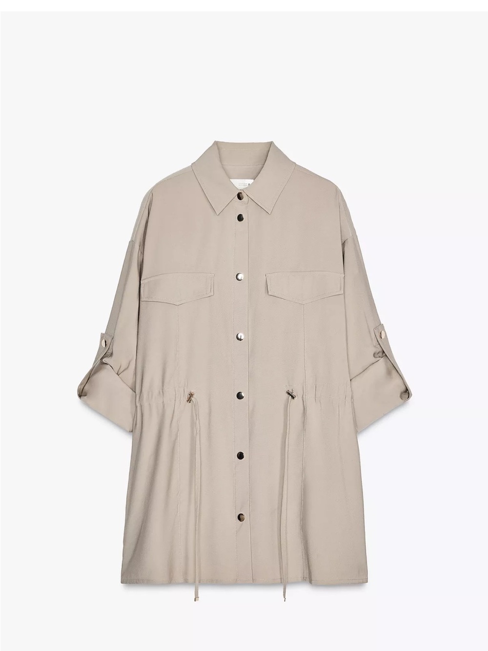 Zara Beige Drawcord Utility Jacket